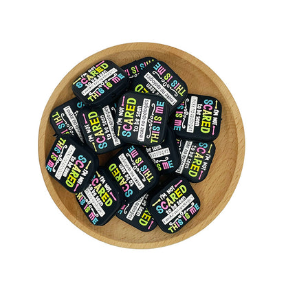 Silicone Focal Beads I'm Not Scared To Be Seen Colorful Text 20pcs 2