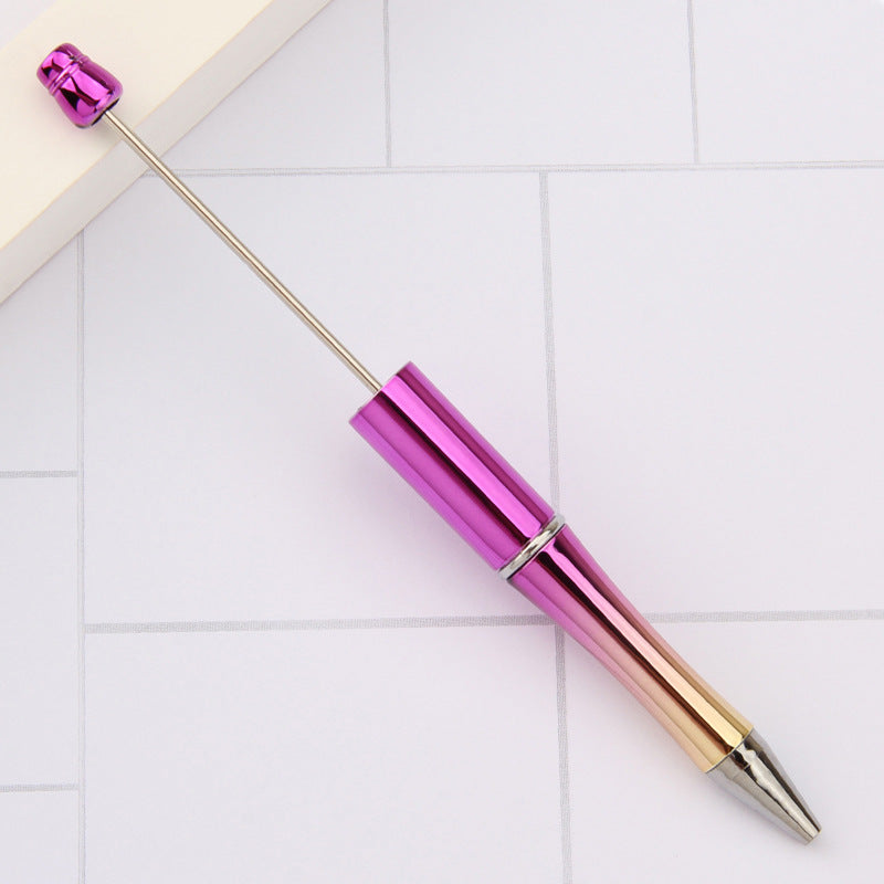 Beadable Plastic Pens Wholesale, UV Electroplated Metallic Gradient Colorful Ballpoint, 11.5mm x 145mm