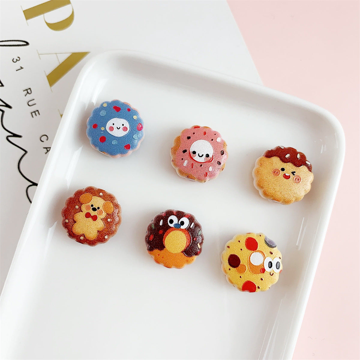 Cute 16mm Acrylic Double-Sided Printed Cookie Round Beads 20pcs 3