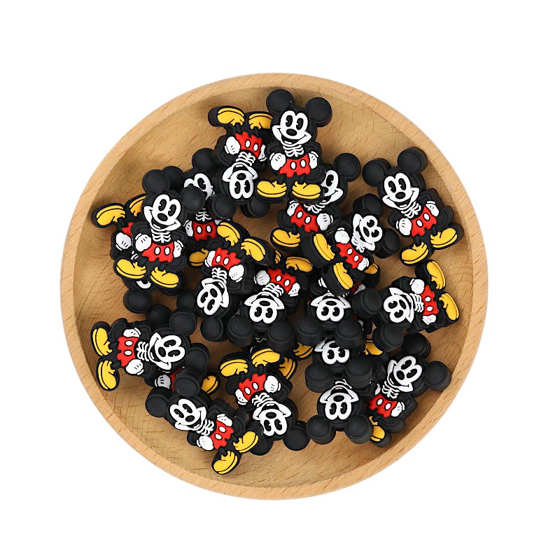 Silicone Focal Beads Cross Waist Mickey Skeleton Design 20pcs 3