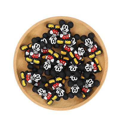 Silicone Focal Beads Cross Waist Mickey Skeleton Design 20pcs 3