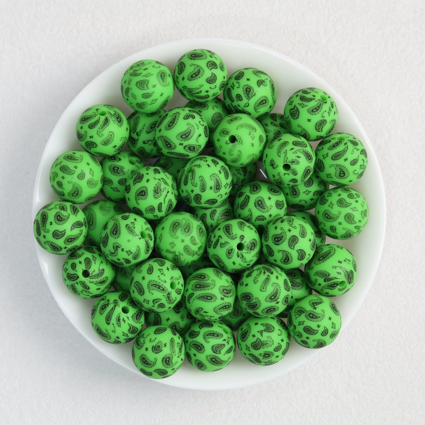 15mm Paisley Pattern Priented Silicone Round Beads 50pcs 7