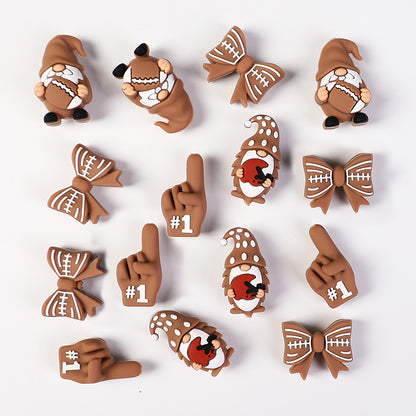 Silicone 3D Focal Beads Rugby Foam Finger Number One Holding Rugby Ball 20pcs 6