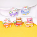 Cute Animal Driving Fruit Cart Resin Beads Glossy Mixed 10pcs 2