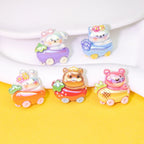Cute Animal Driving Fruit Cart Resin Beads Glossy Mixed 10pcs 2