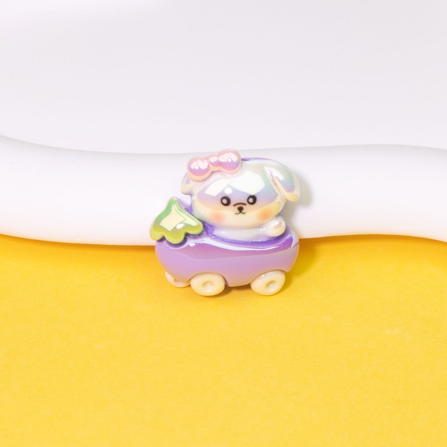 Cute Animal Driving Fruit Cart Resin Beads Glossy Mixed 10pcs 6
