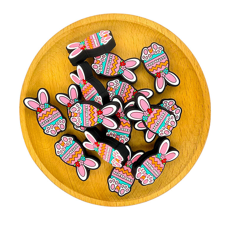Silicone Focal Beads Easter Carrot Rabbit With Easter Eggs Text 2
