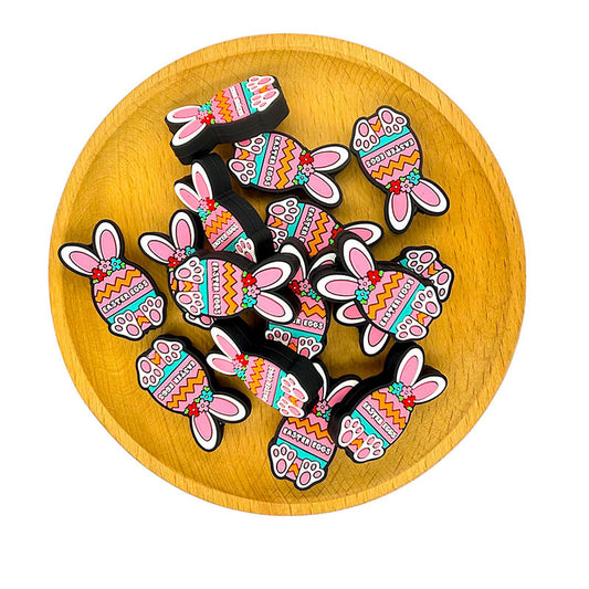 Silicone Focal Beads Easter Carrot Rabbit With Easter Eggs Text 2