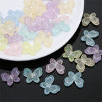 Transparent Frosted Butterfly Acrylic Beads 21x18mm Pastel Colors 20pcs