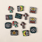 Silicone Focal Beads Jesus Faith Cross With Holly Cardinal 20pcs 12