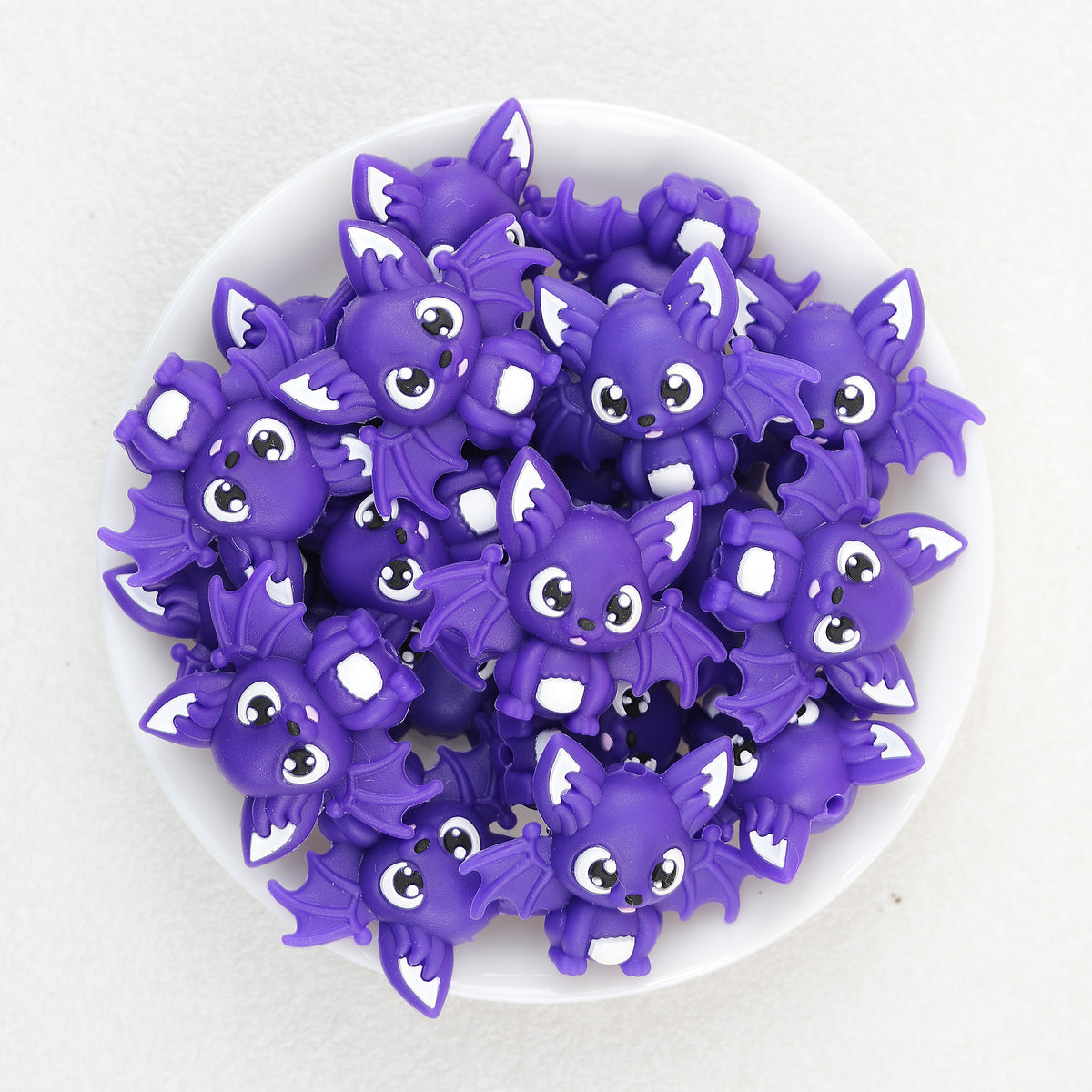  3D Multicolour Halloween Bat Silicone Focal Beads 20Pcs 6
