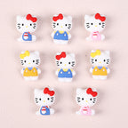 Silicone 3D Focal Beads Hello Kitty Wearing Blue Pink Yellow Clothes 20pcs