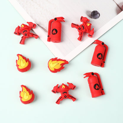 Silicone 3D Focal Beads Fire Fighting Fire Helmet Crossed Axes 20pcs 7