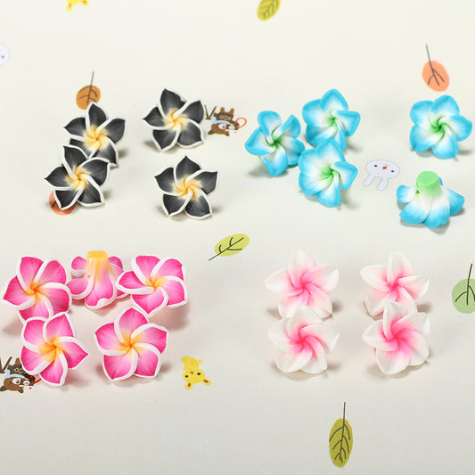 Plumeria Clay Beads 20mm Tropical Colors Polymer 10pcs 2