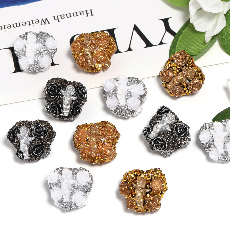 Fancy Resin Cupid Heart Beads 21x23mm 10pcs 4