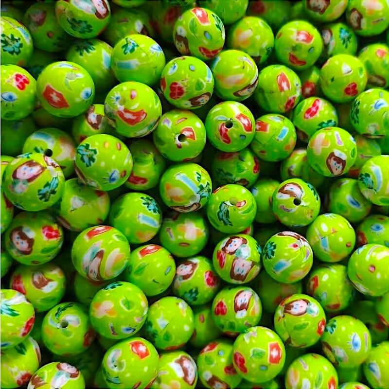 15mm Silicone Beads Medical Series Printed Green 50pcs