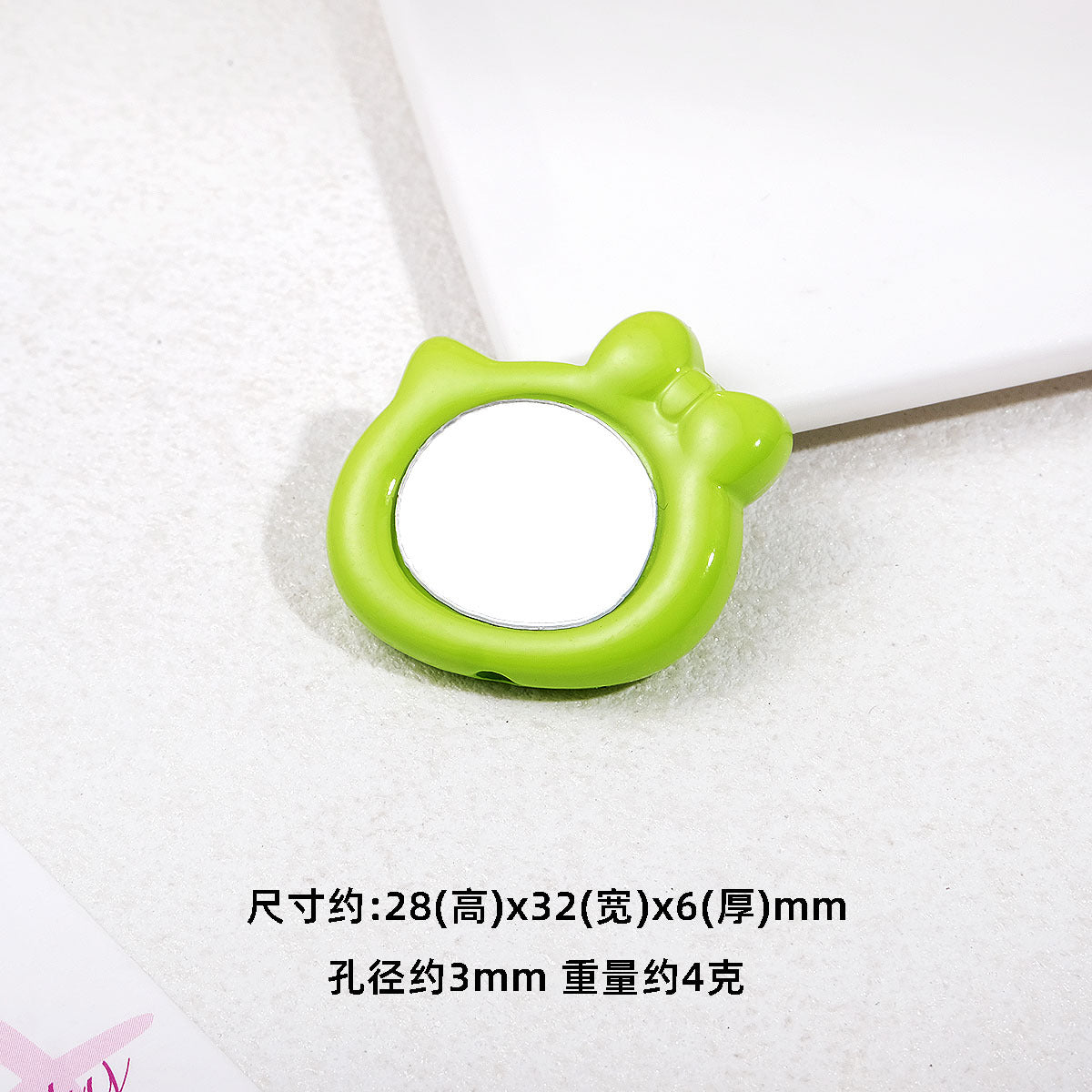 Cat Head Mirror Acrylic Beads 28x32mm Round Flat 10pcs 7