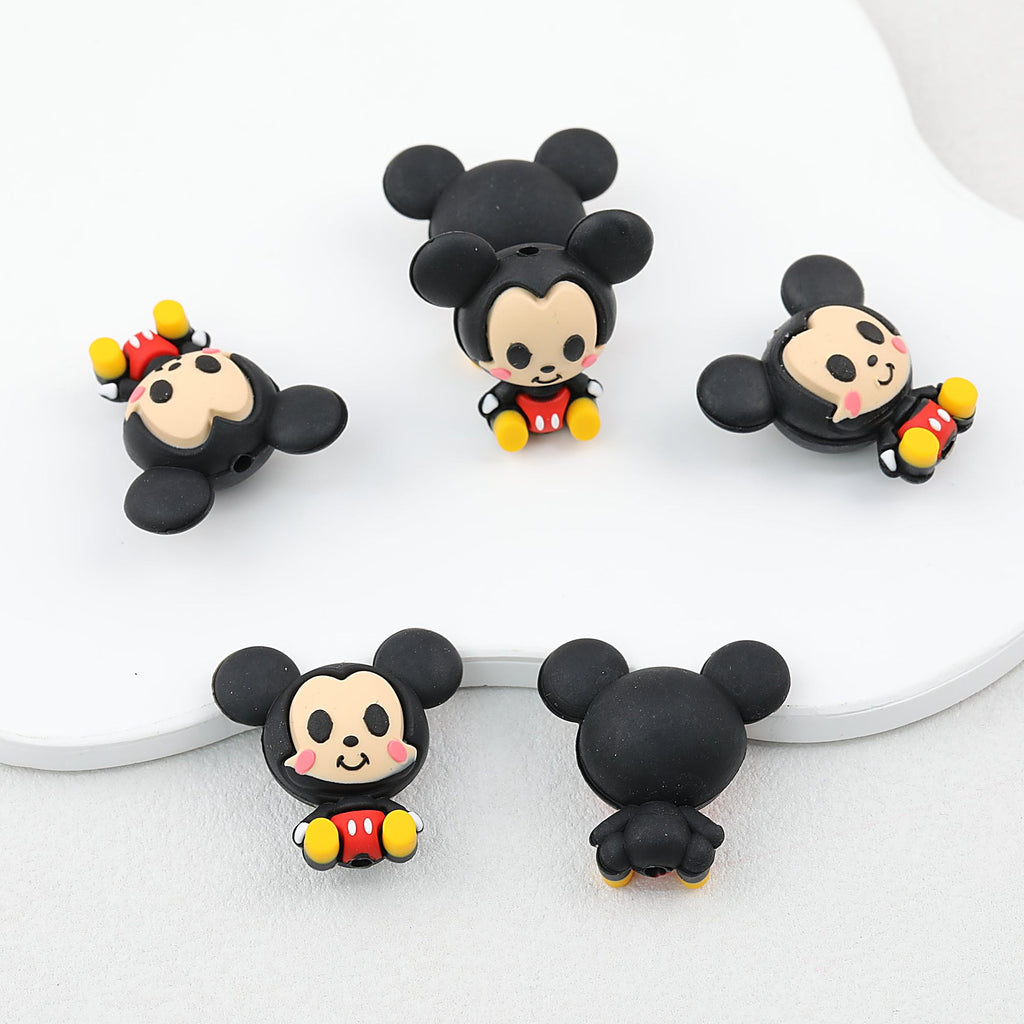 Silicone 3D Focal Beads Cartoon Mickey Iconic Ears Front View 20pcs - 1 Piece