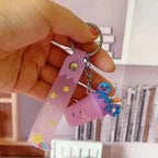 Silicone Ice Cream Cup Cartoon Food Keychain with Donut Ears 6