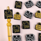 Silicone Focal Beads The Golden Girl Retro Black and Gold Designs 20pcs 2