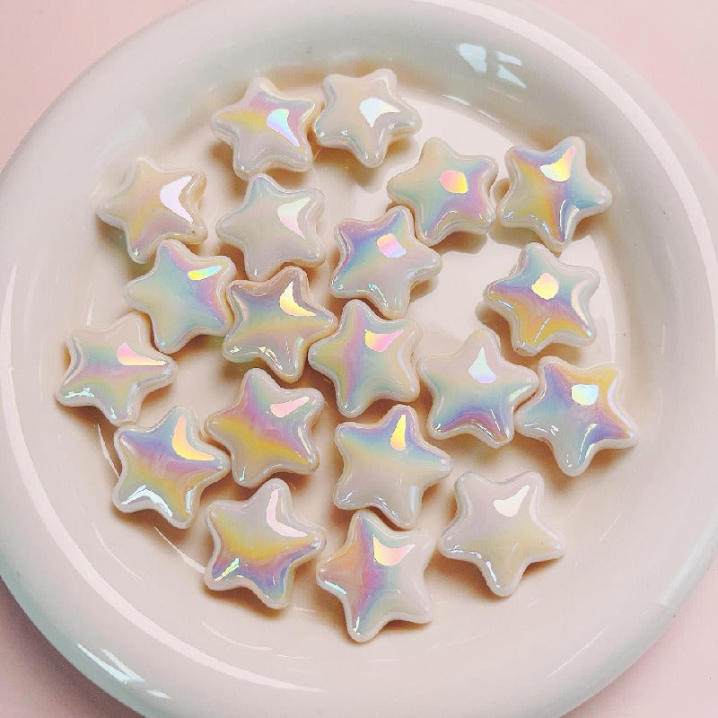 Opaque Star Acrylic Beads 22mm Glossy Colorful 10pcs 6