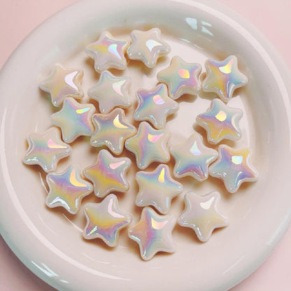 Opaque Star Acrylic Beads 22mm Glossy Colorful 10pcs 6