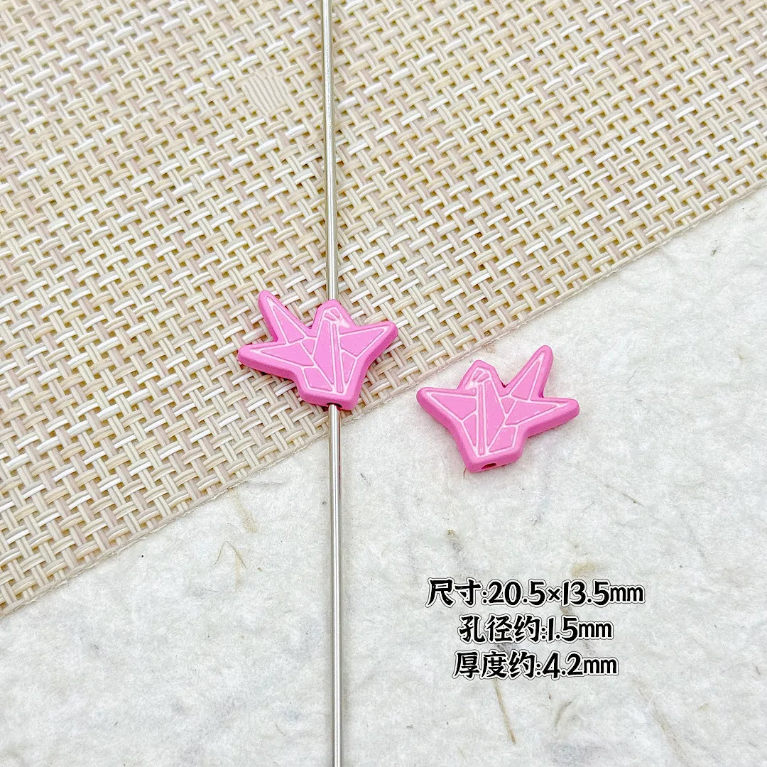 Folded Paper Crane Metal Beads 20mm Spray Painted Colorful Alloy 10