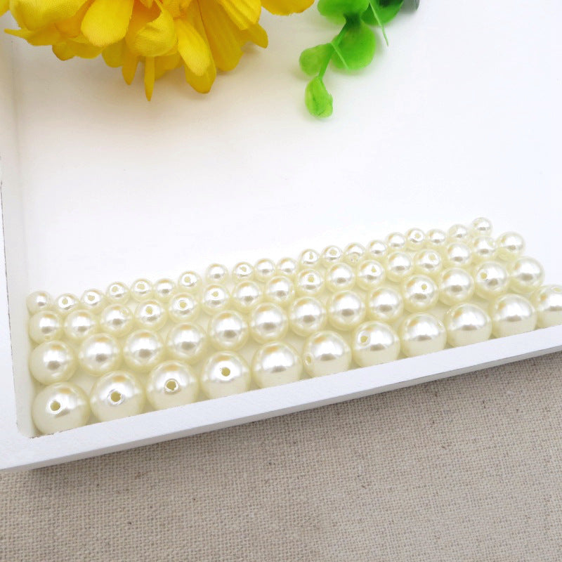 Pearl Round Acrylic Beads 6-12mm Imitation White ABS Plastic 100pcs
