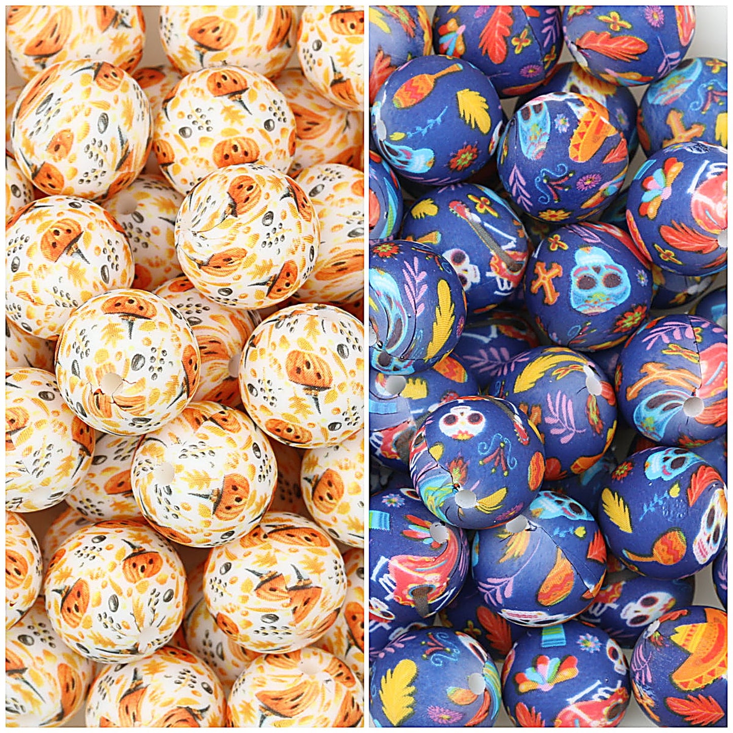 Halloween Printed 15mm Silicone Beads for Jewelry Making 50pcs