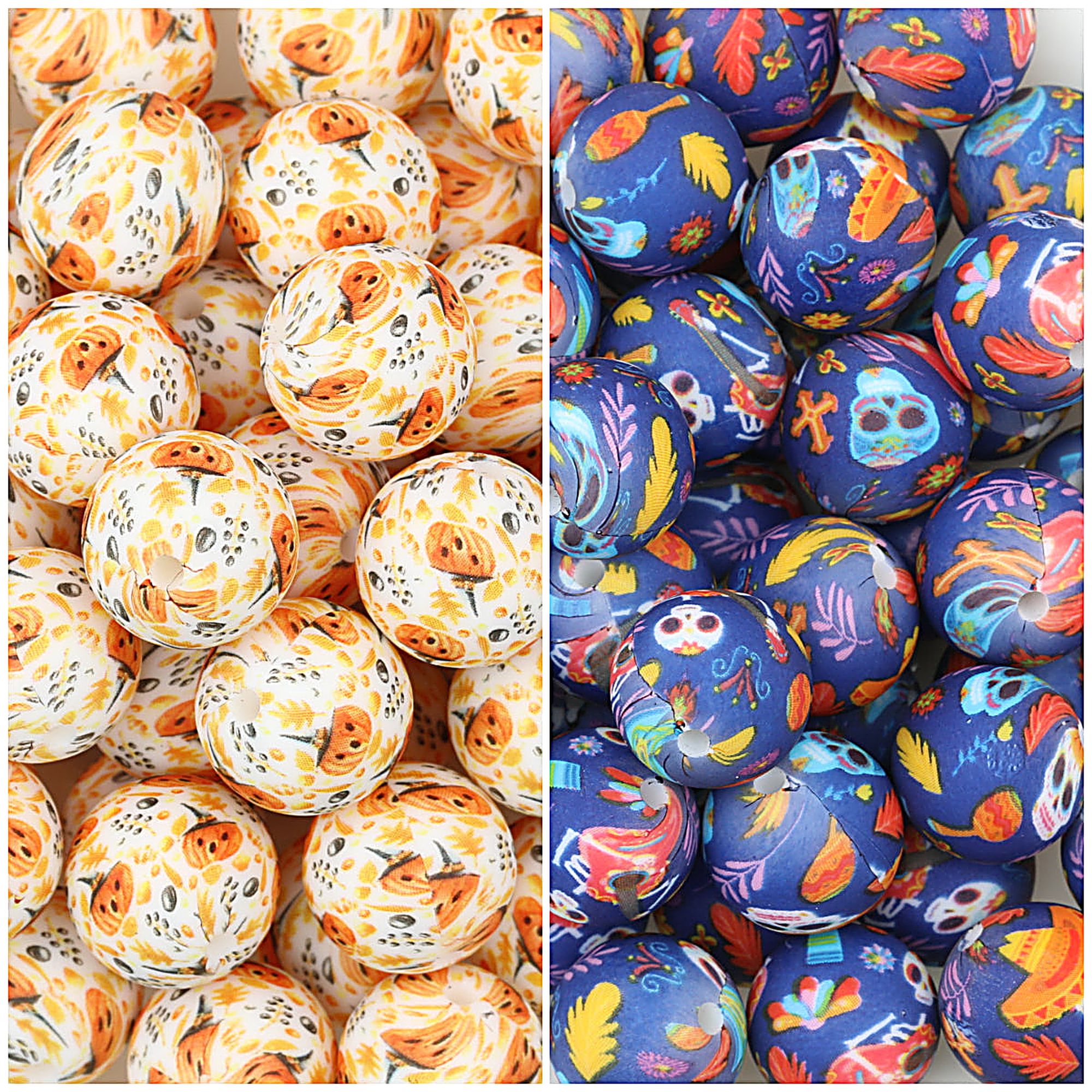 Halloween Printed 15mm Silicone Beads for Jewelry Making 50pcs