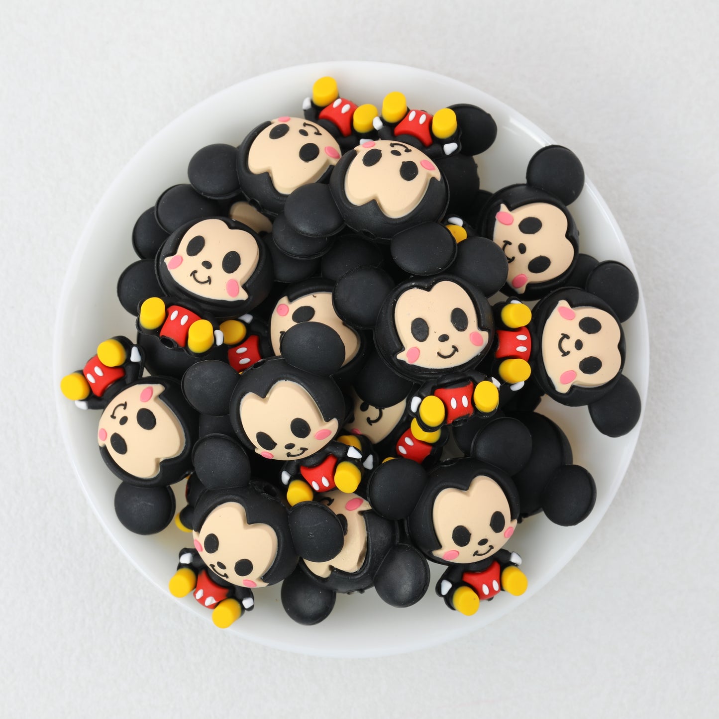 Silicone 3D Focal Beads Cartoon Mickey Iconic Ears Front View 20pcs