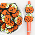 Halloween Pumpkin Baseball Cap Silicone Focal Beads 20pcs