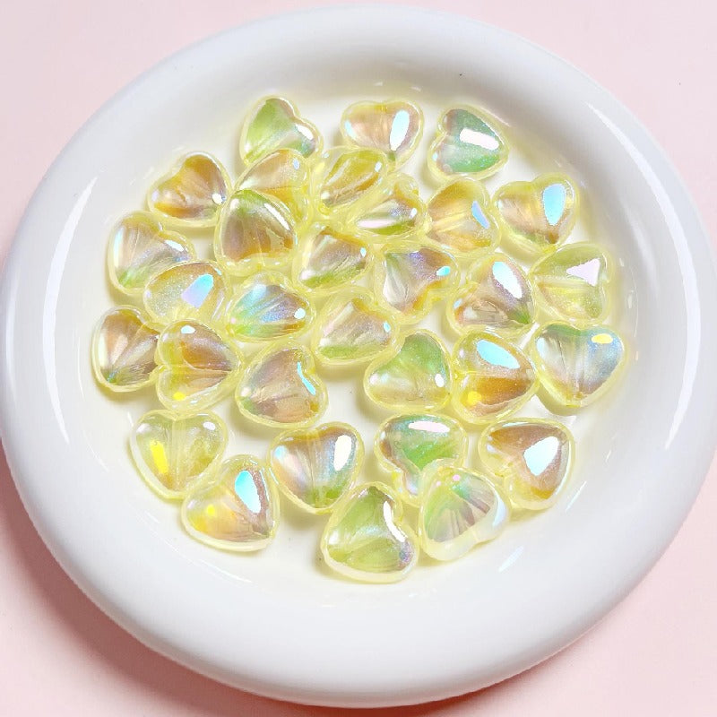 Transparent Heart Acrylic Beads 17x19mm Pastel Iridescent 10pcs 2