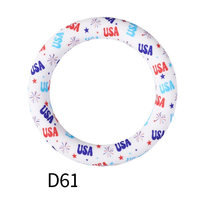 65mm Silicone Beads Printed Designs Vibrant Colors 20