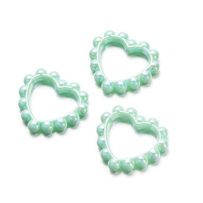 Hollow Heart Acrylic Beads 39x43mm Pastel and Black Scalloped 10pcs 7