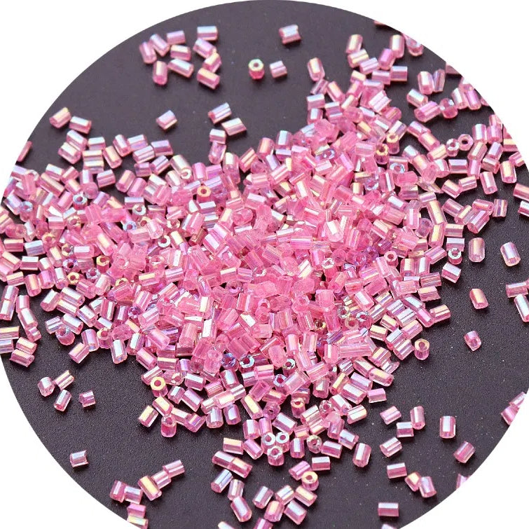 Iridescent Seed Bugle Glass Beads 3mm Mixed Colors 3000pcs 18