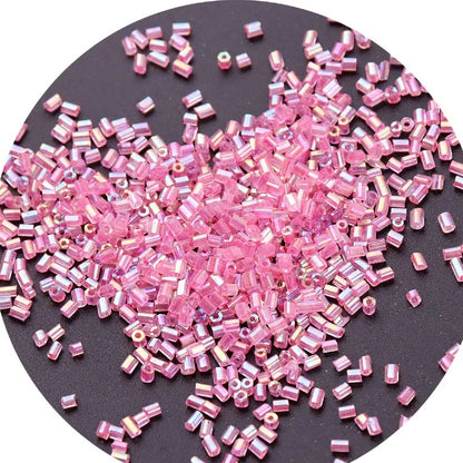 Iridescent Seed Bugle Glass Beads 3mm Mixed Colors 3000pcs 18
