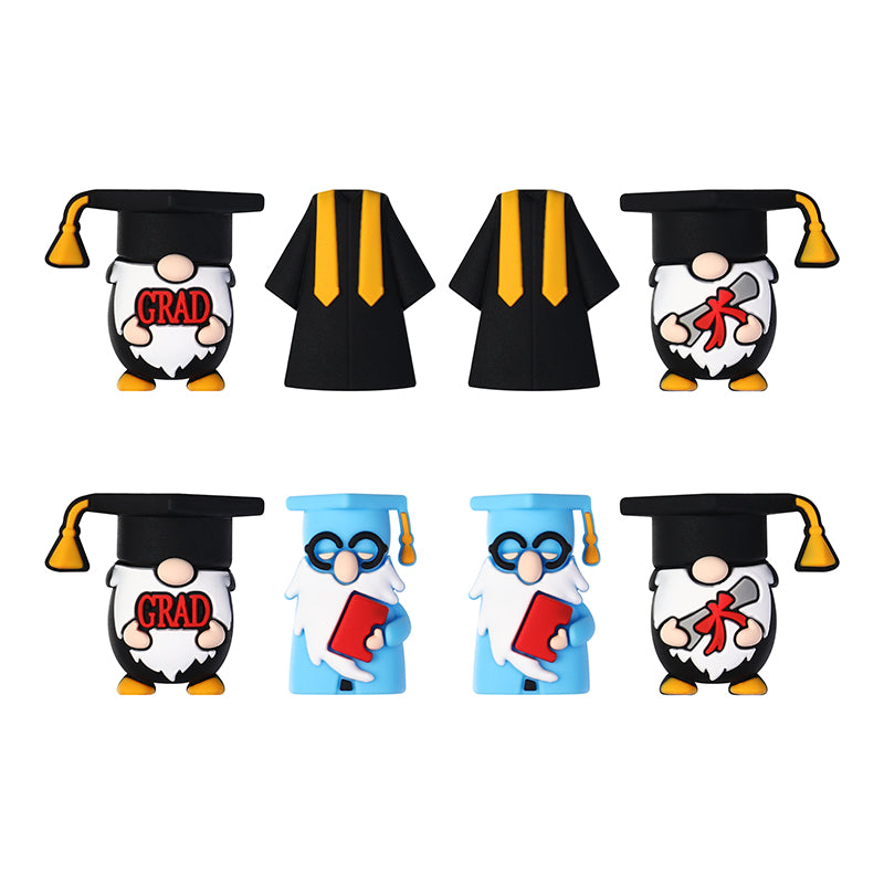 Silicone 3D Graduation Gnome Focal Beads Graduate Theme 20pcs