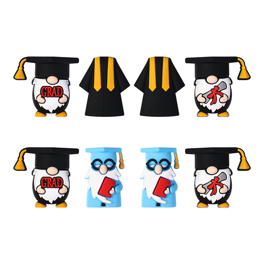 Silicone 3D Graduation Gnome Focal Beads Graduate Theme 20pcs