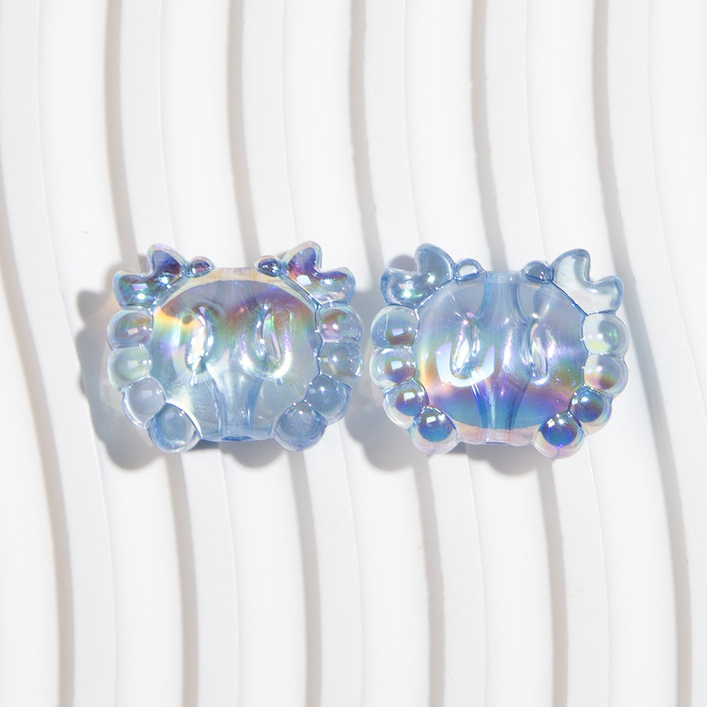 Plating 3D Crab Acrylic Beads 20mm Transparent Colorful 10pcs 8