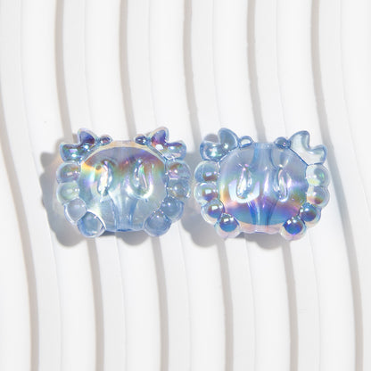 Plating 3D Crab Acrylic Beads 20mm Transparent Colorful 10pcs 8