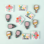 Silicone Focal Beads Pickball Theme Playful Paddles Pastel Colors 20pcs 8