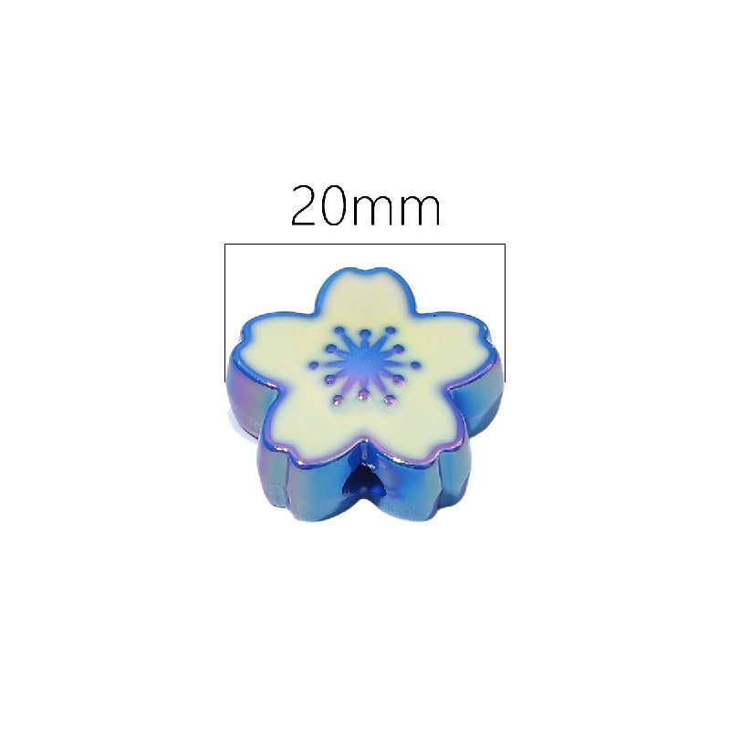 Ombre Sakura Flower Acrylic Beads 20mm Assorted Colors 4pcs 2