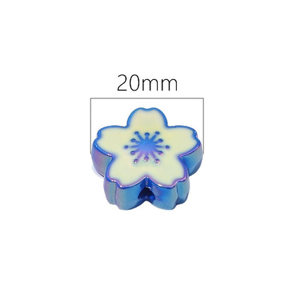 Ombre Sakura Flower Acrylic Beads 20mm Assorted Colors 4pcs 2