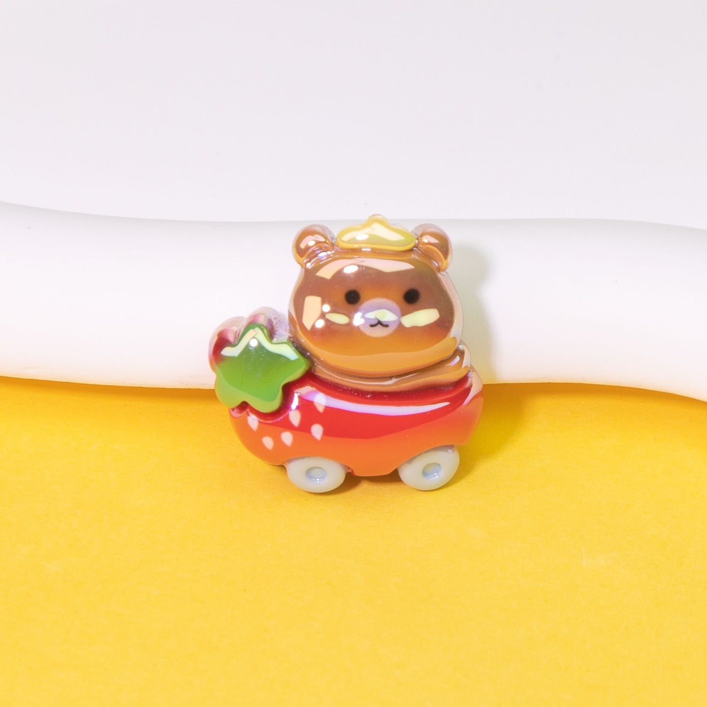 Cute Animal Driving Fruit Cart Resin Beads Glossy Mixed 10pcs 10