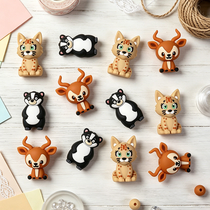 3D Wild Animal Silicone Focal Beads 20pcs 4