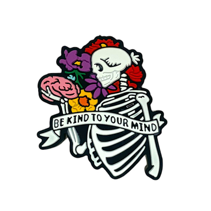 Silicone Focal Beads Halloween Smiling Skeleton Holding Banner 20pcs