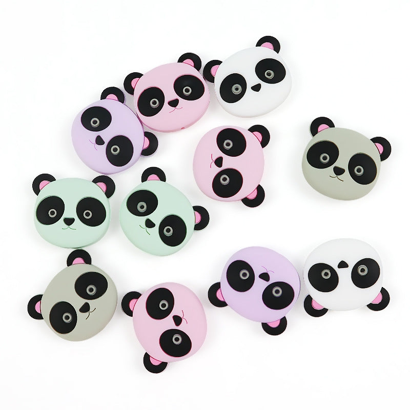 Silicone Focal Beads Animal Panda Pink Pastel Colors 20pcs