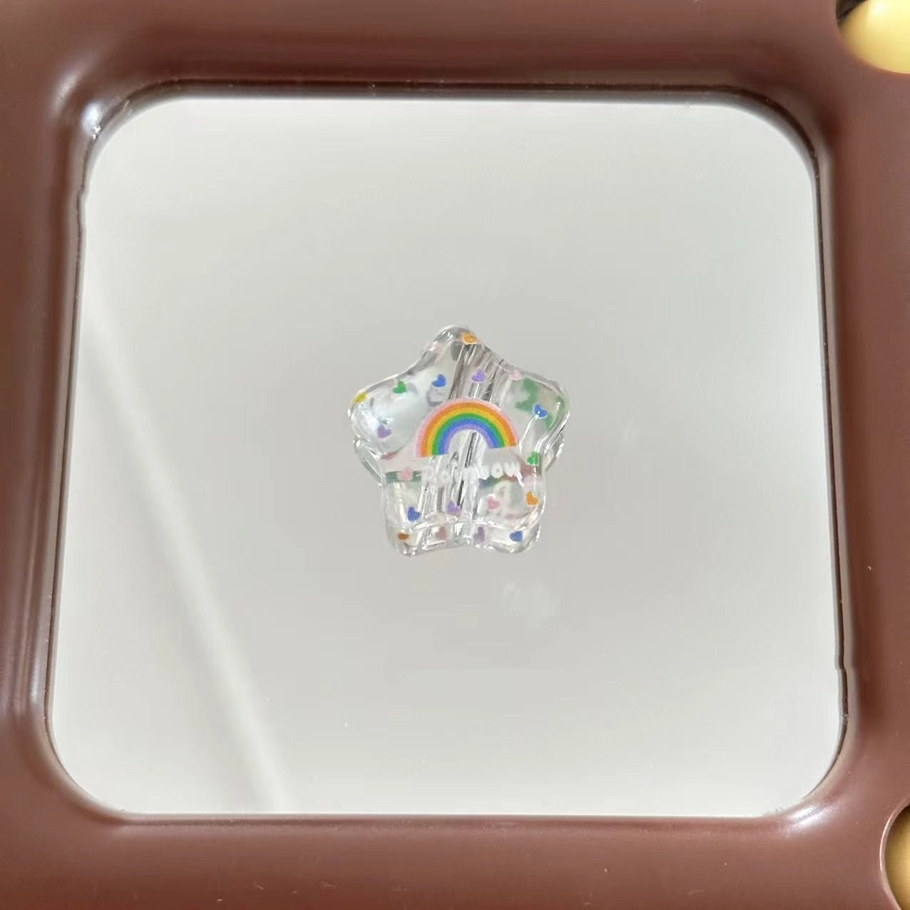 Transparent Star Acrylic Beads 25mm Rainbow Printed Glossy 10pcs 4