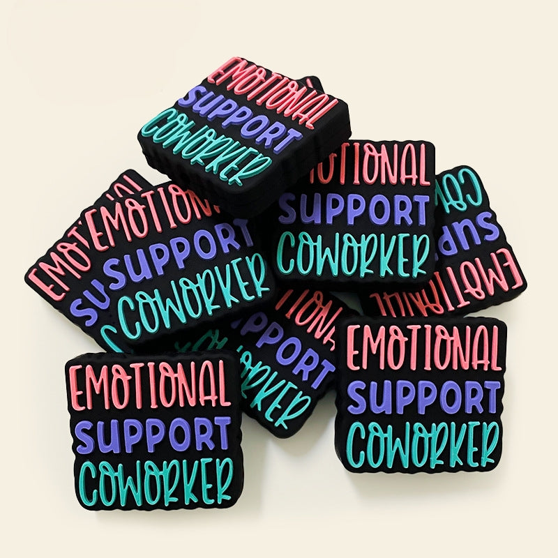 Silicone Focal Beads Emotions Bold Hand Lettered Text 20pcs